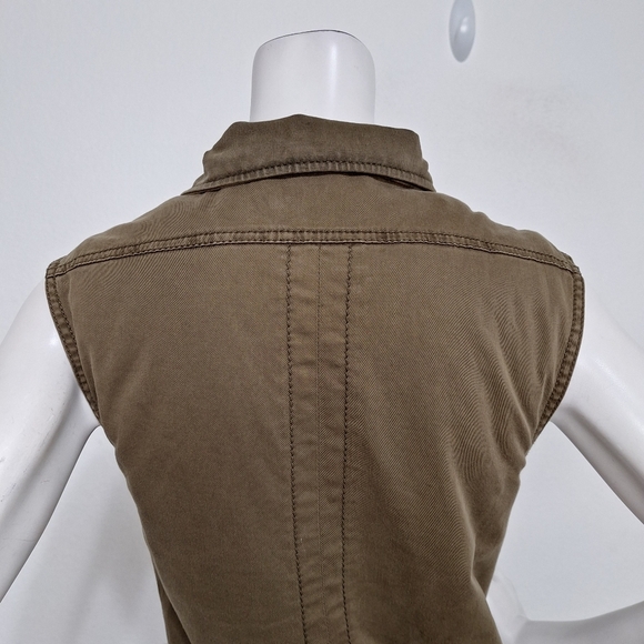 Marrakech Anthropologie Army Green Canyon Sherpa Asymmetrical Moto Vest Size L - Picture 9 of 14